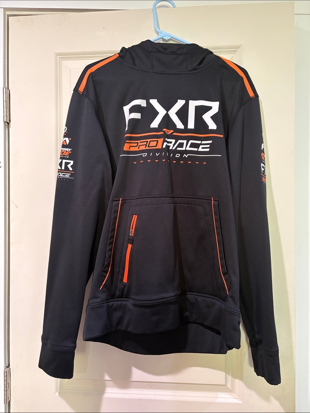 FXR Pro Race Crewneck Sweater — Black with Orange Accents